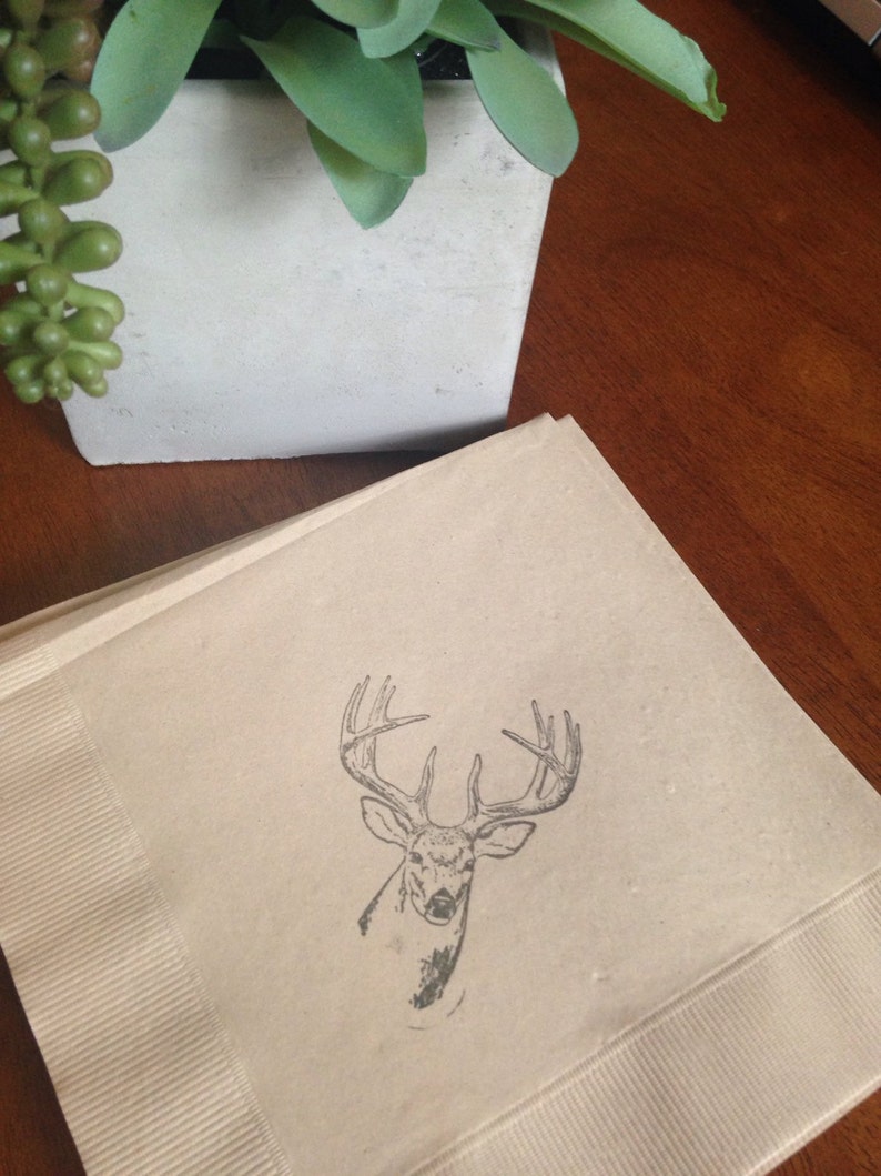 Pack of 50 Buck luncheon sized 3 ply napkins in burlap or white or cream. image 4