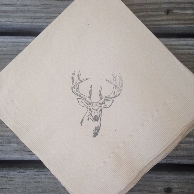 Pack of 50 Buck luncheon sized 3 ply napkins in burlap or white or cream. image 3