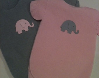 Any quantity Gray and Pink Baby shower "clothing" napkins.  Each with heart or elephant. Use as banner too.