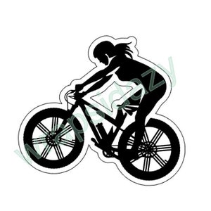 MTB sticker | mountain bike | water bottle sticker | water resistant label | laptop sticker | woman mountain biker | hardtail | gravel bike