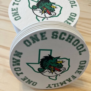 Set of 4 Coasters Carroll dragons Southlake teacher gift image 1