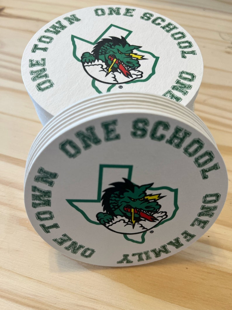 Set of 4 Coasters Carroll dragons Southlake teacher gift image 1