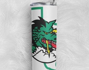 Skinny tumbler | Carroll | dragons | teacher gift | Southlake | Dragon logo | Complete with metal straw