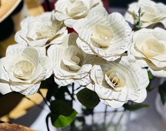 Custom Book Page Roses.  Handmade literary gift for the literary girl, bookworms, or book dragons. Beautiful and sophisticated home decor