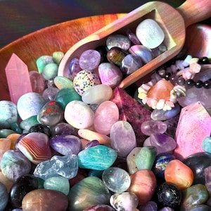 Iridescent Treasure Scoop Mystery Crystals • Flashy Tumbles • Minispheres & Carvings • Crystal Scoop TikTok Style • Stocking Stuffer Crystal
