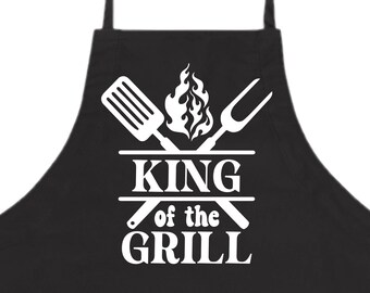 King of the Grill, Apron, Funny Gifts, Gifts For Him For Dad For Husband Mens Apron Gift Idea  - FREE Shipping