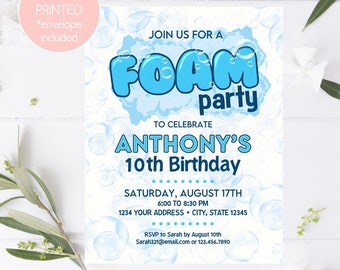 PRINTED 4.25X5.5 Foam Party Birthday Invitation, Foam Party Invitations, Foam Birthday, Foam Party, envelope included