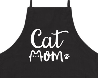 Personalized Cat Mom Apron - Custom Cooking Baking Apron - Valentine's Day - Cat Mom - Apron Gift Idea  - FREE Shipping