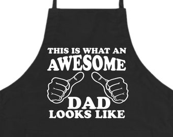Awesome Dad Apron Custom Cooking Baking Apron Gifts For Him For Dad For Husband Mens Apron Gift Idea - Father's Day Gift - FREE Shipping