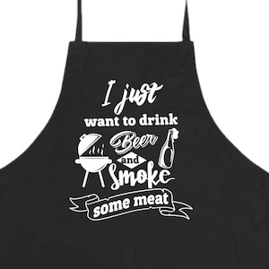 Drink Beer Smoke Meat Apron Cooking Baking Apron Gifts For Him For Dad For Husband Mens Apron Gift Idea  - FREE Shipping