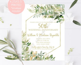 Custom PRINTED 4.25X5.5 - 50th Wedding Anniversary Invitation - Golden Anniversary - Anniversary Invitation - white/kraft envelope included