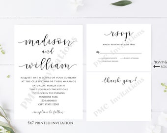 Printed 5X7 Simple Wedding Invitation, Simple Elegant Wedding Invitation, Wedding Invitation, Simple Wedding, envelope included