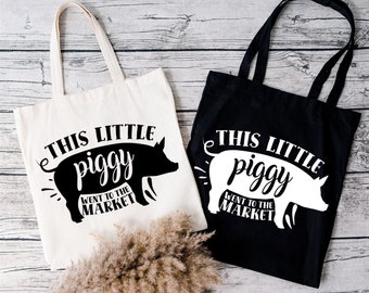 Little Piggy fue al mercado Tote Bag, Piggy Tote Bag Gift, Christmas Gift, Tote Bag, Market Tote Bag Gift, - ENVÍO GRATIS