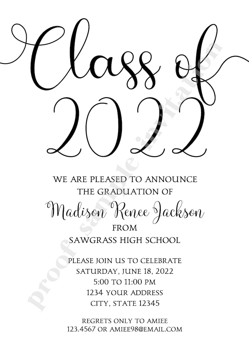 Custom Printed 5X7 Graduation Invitations 2022 Graduation Etsy