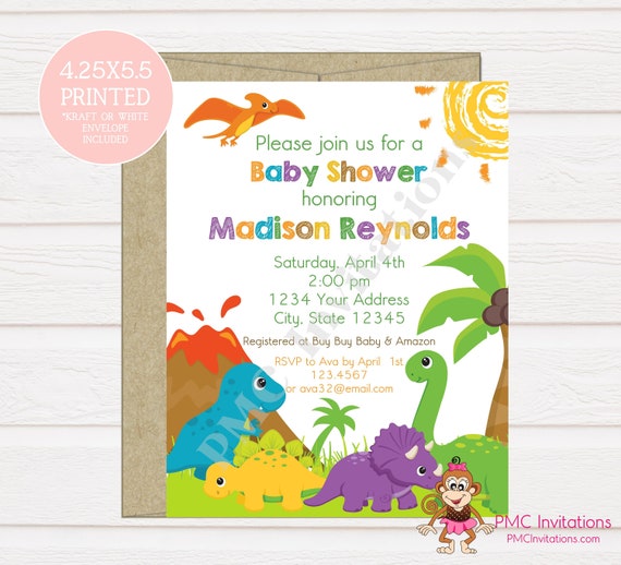 custom dinosaur baby shower invitations