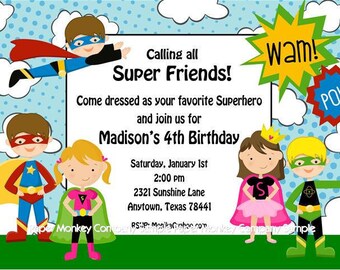 Superhero Birthday Invitations