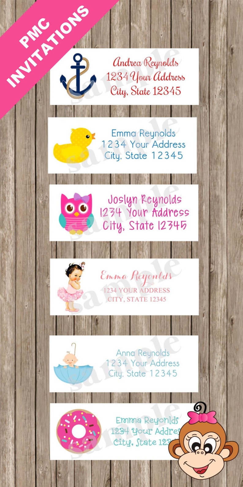 Matching RETURN ADDRESS labels to ANY invitation design in our shop image 2