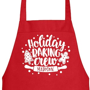 Personalized Holiday Christmas Baking Apron Gifts For Her, Gifts for Him, Baking Crew Apron Gift Idea  - FAST FREE Shipping