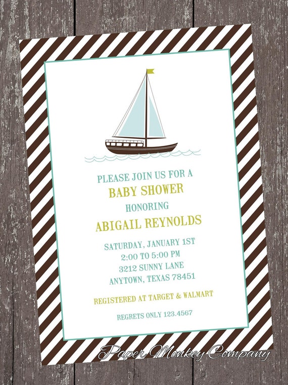 Nautical Sailboat Baby Shower Invitations Etsy