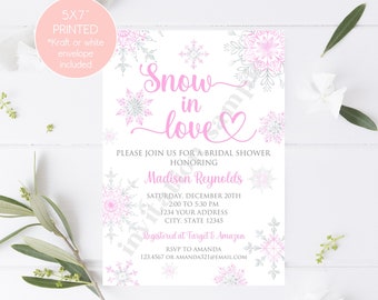 Custom Printed 5x7" Snow in love Bridal Shower Invitation, Winter Bridal Shower Invitation, Snow bridal shower invitation, Bridal Shower