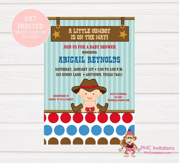 little cowboy baby shower invitations