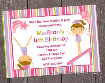 Gymnastics Birthday Invitations