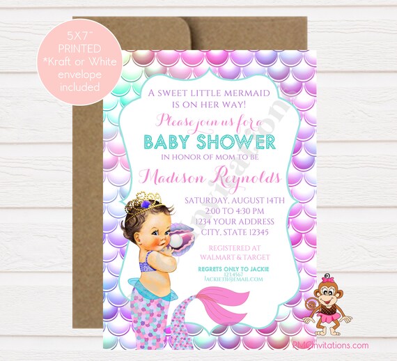 mermaid baby shower invitations party city