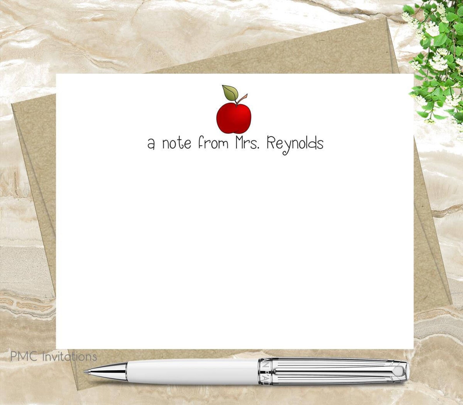 Custom Note Cards, Personalized Stationery Set, Teacher Gift, Gift ...