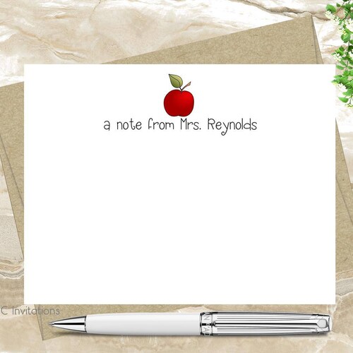 Personalized Teacher Stationery Teacher Note Cards Teacher Etsy