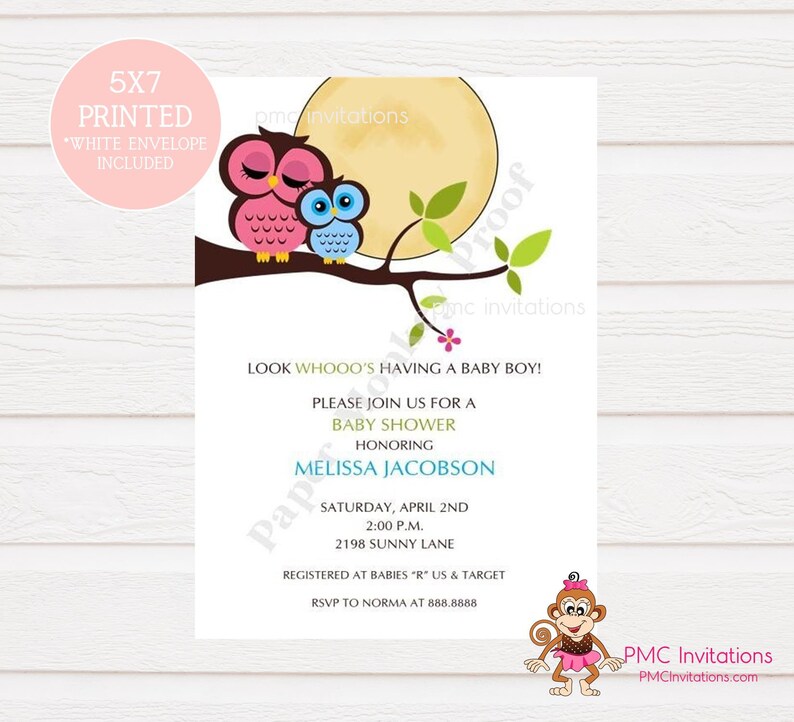 custom printed baby shower invitations
