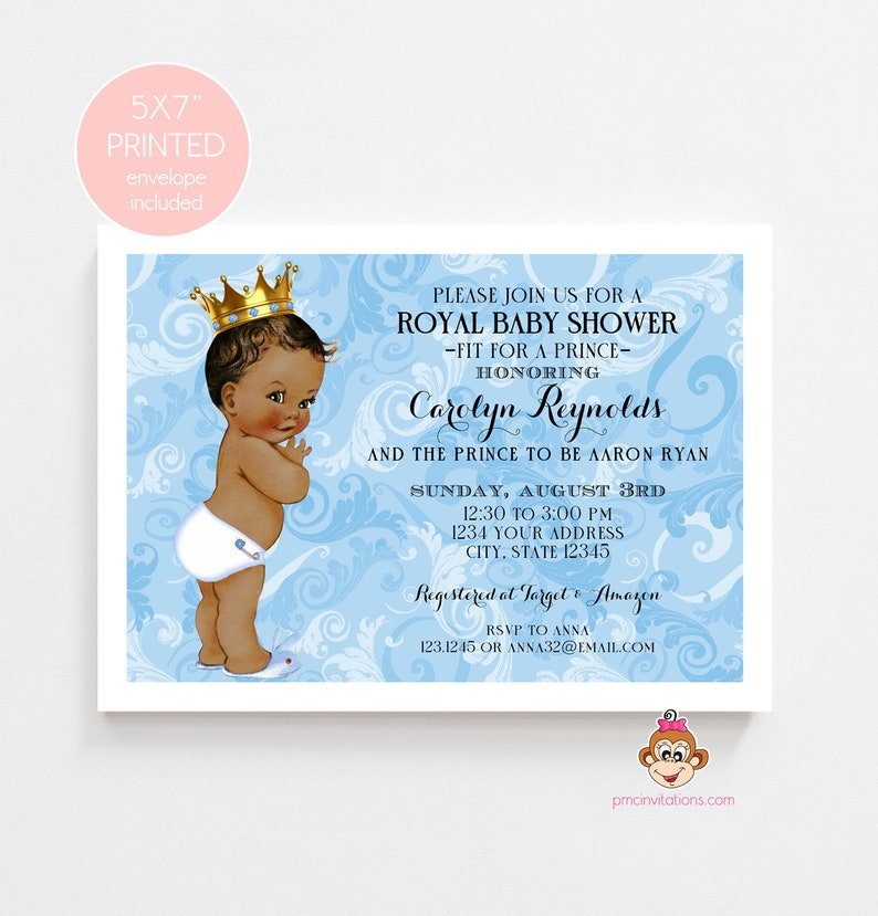 PRINTED Royal Prince Baby Shower Invitations Royal Baby Shower Invitation, Prince Baby Shower Invitation, envelopes included image 1