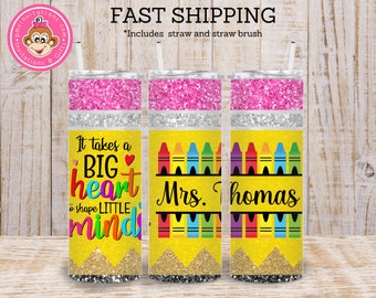 Personalized Teacher Tumbler, It takes a big heart to shape little minds, Teacher Gift, 20 oz tumbler, Teacher Appreciation