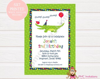 Custom Printed Alligator Birthday Invitations - 1.00 each with envelope