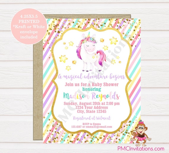 unicorn baby shower invitations walmart
