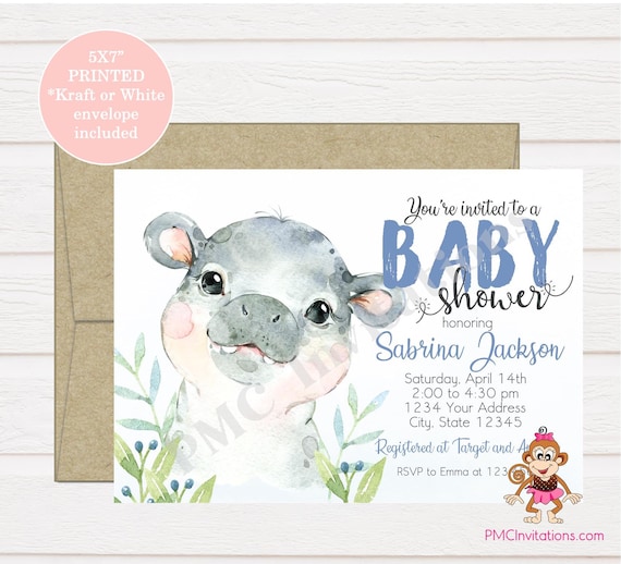 hippo baby shower invitations