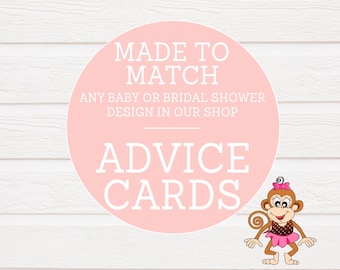 Matching Advice cards to ANY Baby Shower or Bridal Shower invitation design in our shop