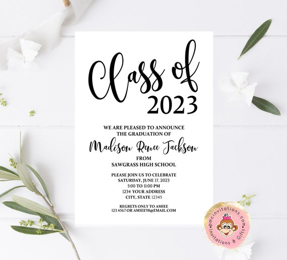 Custom Printed 5X7" Graduation Invitations, 2023 Graduation Party