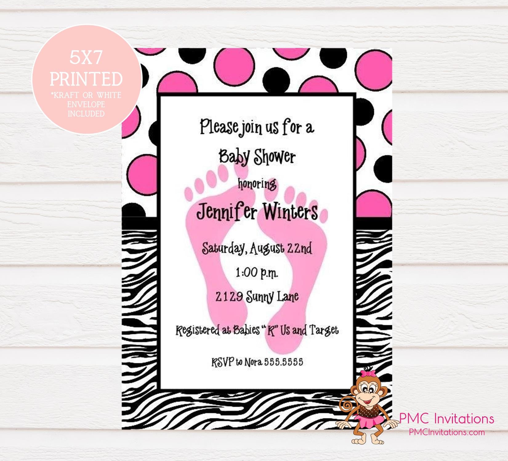Zebra baby sale shower invitations
