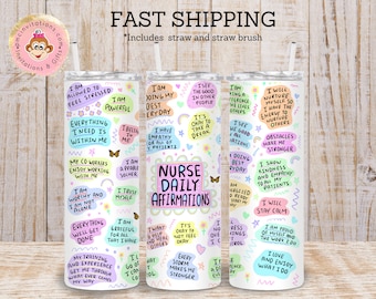 Nurse Affirmation Tumbler, Daily Affirmations Tumbler, 20oz Daily affirmations tumbler, gift for nurse, best nurse tumbler, nurse tumbler