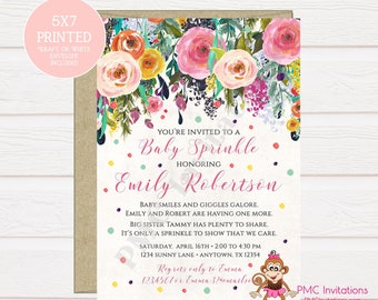 Watercolor Rose Floral Girl Baby Sprinkle Shower Invitation, Beautiful Watercolor Roses Flowers Floral 1.00 each with envelope