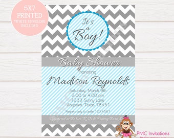 Custom Printed Chevron It's A Boy Baby Shower Invitations - 1.00 each with envelope