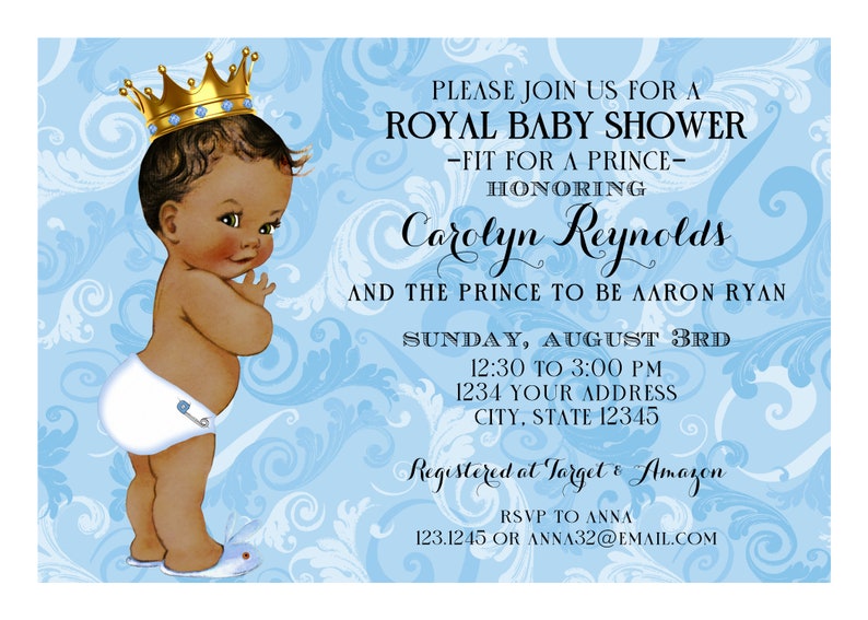 PRINTED Royal Prince Baby Shower Invitations Royal Baby Shower Invitation, Prince Baby Shower Invitation, envelopes included image 2