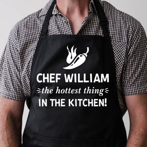 Personalized Chef the hottest thing in the kitchen Apron Cooking Apron Gifts For Him For Dad For Husband Father&#39;s day, Christmas Gift