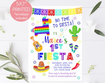 My First Fiesta Birthday Invitation, Birthday, First Birthday, 5x7" Mexican Fiesta Theme Birthday Invitation, envelope included