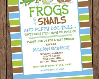 Frogs and Snails and Puppy Dog Tails Baby Shower Invitations ... 1.00 each with envelope