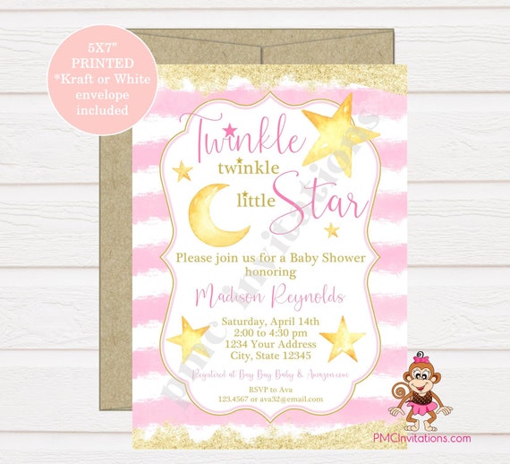 twinkle twinkle little star baby shower invitations girl