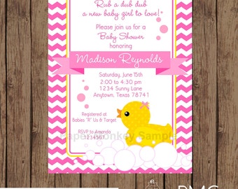 Custom Printed Yellow Rubber Duck Baby Shower Invitations - 1.00 each with envelope