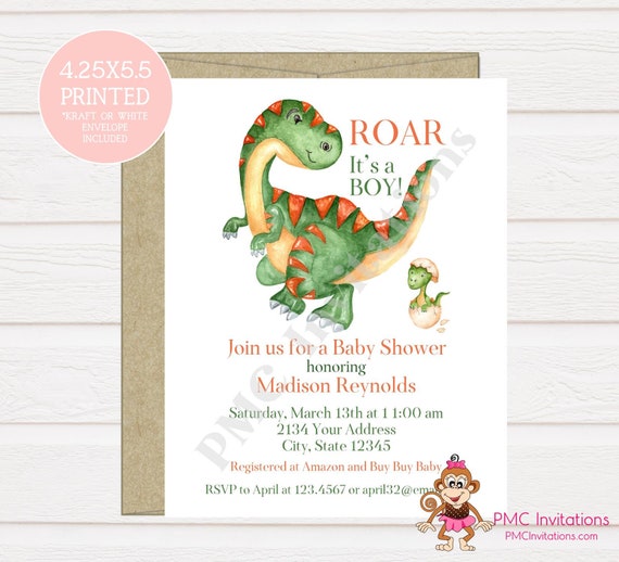 custom dinosaur baby shower invitations