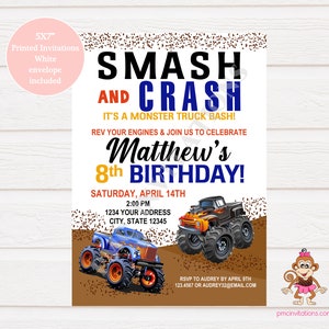 Smash & Crash Monster Truck Birthday Balloon Banner Demolition 