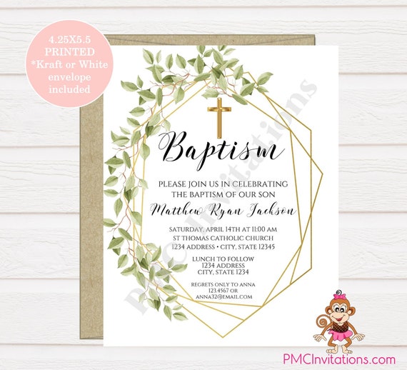 Baptism Party Invites envelopes included Personalised Christening Invitations